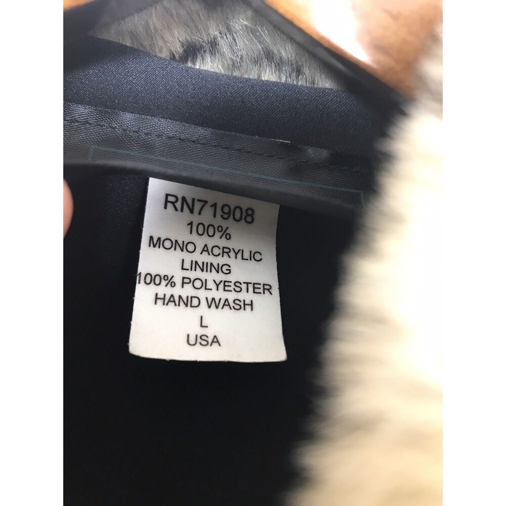Frankly My Dear US Faux Fur Vest Small Brown Black Zip Vintage size Large - Picture 5 of 8